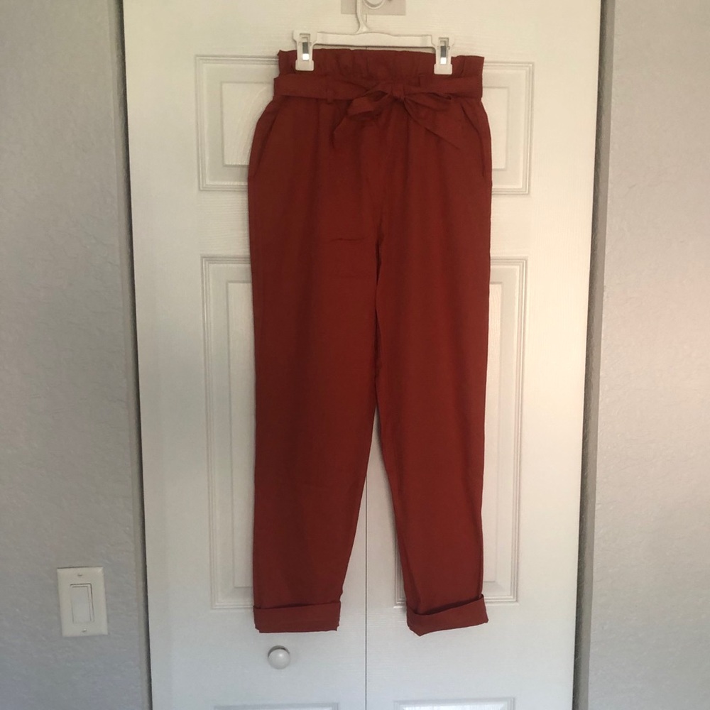 Rusty orange forever 21 paper bag pants